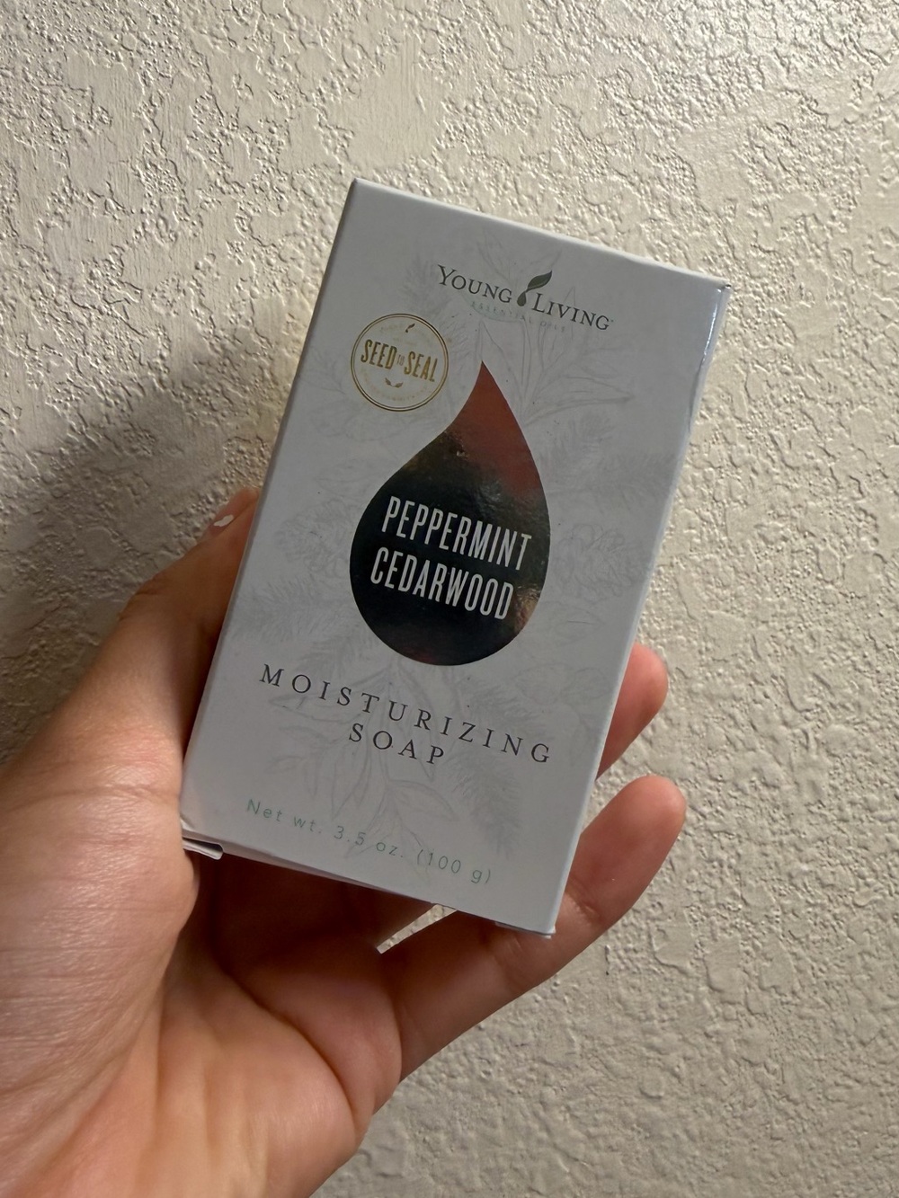 NEW Young Living Peppermint Cedarwood Soap - White with Black Accent